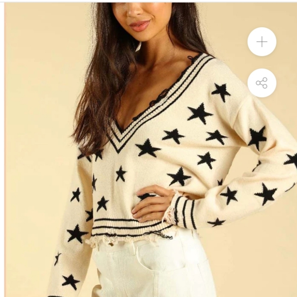Wild honey distress star sweater